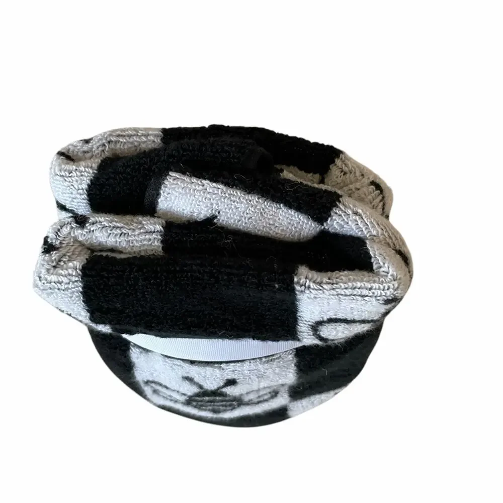 Chic Black & White Checkered BEE Bath Towel Set of 2 100% Cotton NEW
